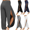 Women Yoga Pants High Waisted Slit Wide Leg Haren Pants Gym Leggings Casual Solid Hollow Workout Trousers Gym Home Wear