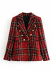 Tweed women red plaid blazers 2021winter women vintage jackets female patchwork blazer coats girls chic outfit clothes