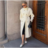 Detachable Triangle Shawl Long Puffer Coat Stand Collar Waist Tie Belt Button Solid Loose Women Coats Winter Commute Outfit