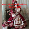 Christmas Year Kawaii Sweet Lace Ruffle Patchwork Puff Long Sleeve Lolita Dress for Women Red Princess Plaid Gown Party