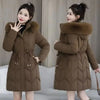Winter Down Cotton Jacket Women Korean Cotton-Padded Thicken Warm Mid Long Hooded Parkas Slim Coat Female Casual Ladies Tops