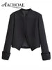 Women Baroque Cropped Jacket Military Inspired Structured Shoulder Asymmetric Hem Elegant Short Blazer Jacket Outerwear