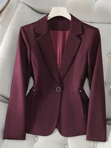 Women Blazer Fuchsia Apricot Black Long Sleeve Single Button Suit Ladies Work Wear Jacket Coat Female Outerwear 4XL