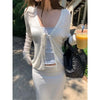 Spring Autumn Long Sleeve Cardigan Women's Clothing Bandage Vintage Tops Knitting Thin Sweater Jackets Women's Clothing