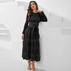Pleated Socialite Shell Flower Dress Spring Original Lace-up Pleated Long Dresses for Women Clothing