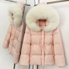 Real Fox Fur Down Coat Female Autumn Winter Warm Hooded Real Fur Duck Down Jacket Long Sleeves Outerwear Women Puffer Jacket