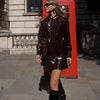 Women PU Skirt Set Casual Single Breasted Long Sleeve Female Jacket Hip Package Short Skirts Suit Lady Streetwear