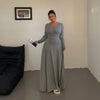 Plus-Size Solid-Color Knit Elegant A-Line Flowy Maxi Dress Women's Long Dress Casual & Commuter Style