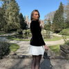 Elegant Splicing Velvet Women Pleated Skirt Chic Long Sleeved Waist Slimming Square Neck Dress Lady Party Vacation Dresses