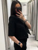 Elegant Solid Crop Blazer Jacket Women Chic Half Sleeves Lapel Loose Short Single Button Coat Lady Daily Street Outerwear