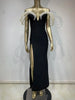 Women Celebrity Sexy Off Shoulder Pearl Black Maxi Long Bandage Bodycon Dress Elegant Evening Club Party Outfit