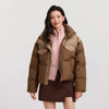 Down Jacket Women Waterproof Patchwork Oversize Stand Collar Winter Coat