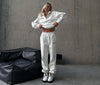 Autumn Women's Tracksuit with Zipper Cotton Oversize White Casual Two Piece Set Women Classic Sports Trouser Suits for Women
