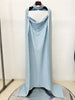 Designer Women's Party Gown With Detachable Cape Diamonds Beaded Embellishments Long Dress
