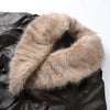 Elegant PU Fur Patchwork Jacket Women Loose Detachable Collar Lapel Double Breasted Jackets Female Winter Warm Outwear