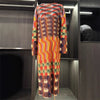 Color-blocking Printed Round Neck Pullover Women's Dress Casual Long Sleeve Mid-length Dresses 2DB4686
