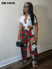 women camouflage cutout cross criss straight cargo pants autumn winter safari style trousers