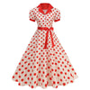 Polka Dot 50s 60s Vintage Dress Women Elegant Belted Robe Women Retro Rockabilly Prom Wedding Party Princess Dress