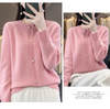 2026Knitted Sweater Autumn/Winter Cardigan Short Jacket Loose Top Women's Lazy Style Round Neck Star Button Knitted Sweater