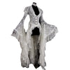 Women Gothic White Vintage Lace Dress Flare Sleeve Medieval Cardigan Cosplay Elegant Long Tail Outwear Victorian Ball Gown