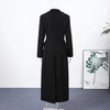 Elegant Women's Woolen Coat Black Single-Button Stand Collar Slim Lady Long Coats Autumn Winter Chic Female Streetwear