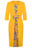 Womens Elegant Floral Patchwork Bow Tie 2/3 Sleeve Work Office Knee Length Business Casual Party Bodycon Sheath Dress