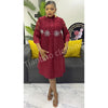 Autumn and Winter Africa Women's Clothing Solid Color Splicing Dress Pleated Loose Women's Cardigan Dresses
