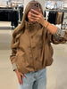 Casual Patchwork Women Coat Elegant Long Sleeve Stand Collar Pleated Female Outwear Autumn Winter Lady Streetwear