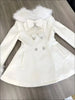 Japanese Autumn Winter Elegant Kawaii Coat Women Faux Fur Collar Long Sleeve Tops Casual Lolita Bow Button Warm Sweet Jacket