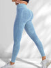 Women High Waist Seamless Yoga Pants Letter Sand Washed Hip Lifting Tight Waist Exercise Outdoor Sports Leggings