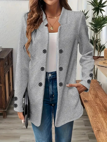 Autumn and Winter Women's Blazers Casual Suit Black Jacket Three-plate Double Button Top Office Coat for Female
