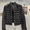 Punk Style Black Stand Up Collar Denim Jackets Vintage Washed Motor Coat For Women Autumn Loose Long Sleeve Outerwear