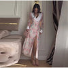 Printed Women Dress V Neck Long Sleeve Dress High Waist Chiffon Dress Single Breasted Tie Design Stylish Elegant Outfit