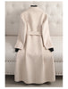 Patchwork Long Double sided 100% wool coat women spring autumn slim elegant jacket Korean casaco feminino