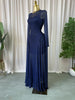 Women O-neck Long Sleeve Big Swing Pleated Maxi Dress Evening Sexy Parties Birthday Vacation Long Dresses Vestidos