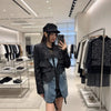 Autumn European and American Oversize Denim Patchwork Asymmetrical Long-sleeved Women's Jackets