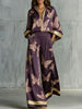 Women Butterfly Print 2 Piece Outfit Shirt Wide Leg Pants Set Golden Trim Lapel Zipper Solid Trousers Holiday Matching Suit
