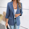 Blazer Women Casual Autumn Winter Solid-Color Versatile Pocket Long-Sleeved Suit Women Clothing