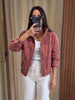 Women Suede Short Jacket Loose Red Stand Collar Long Sleeve Zipper Coat Autumn High Street Lady Outerwears