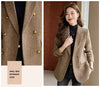 Women Blazer Ladies Grey Coffee Long Sleeve Female Casual Jacket For Autumn Winter Double-Breasted Suit Female Outerwea