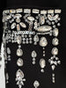 High Street Designer Women's Long Sleeve Notched Collar Rhinestone Diamonds Beading Maxi Long Dress