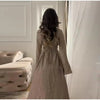 Spring Women Dress Set Minimalist Stand Collar Knot Button Slit Hem Long Dresses All-match Skirts Lady Street Gown