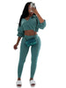 Street Women's Set Zipper Fly Crop Sweatshirt and Jogger Sweatpants Elegant Fall Sportwear Two 2-Piece Set Outfits