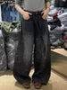 Glittering Rhinestone Denim Pants Women's Jeans Wide Leg Design Sensation Floor-Length Pants loose jeans