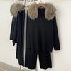 Reality Fur Jacket Pullover Set Woman Spring Knitted Suit Knitwear Female Real Fox Fur Collar Sweater Lady Autumn Knitted
