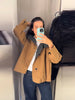 Women's Reversible Double Sided Wearable Short Jacket Stand Collar Asymmetrical Button Plaid Coat Stylish Versatile Outerwear