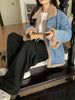 Add Velvet Padded Warm Denim Jacket Female Winter Long Sleeve Short Coat Lamb Cashmere Cotton-padded Jacket Female