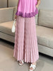 Pleated Elastic Waist Women's Wide Leg Pants Chic Elegant Design Handmade Pleated Stretch Loose Long Pants 2DB3646