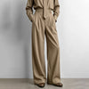 Minimalist Women Stripe Shirt Autumn Lapel Concealed Placket Loose Wide Leg Pants Casual Trousers Separate 12623109