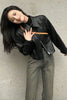 Black PU Leather Women Jackets Korean Zipper Biker Short Jacket Woman Autumn Winter Casual Loose Turndown Collar Coat